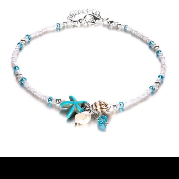 Boho Turquoise Beaded Ankle Bracelet - Picture 2 of 5